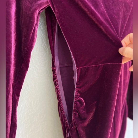 NWOT True Heart Mauve Purple Velvet Ruched Long Sleeve Bodycon Dress - Picture 7 of 7